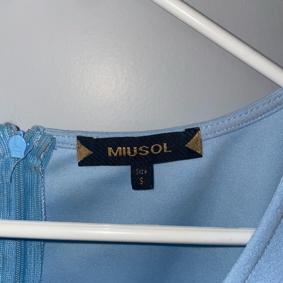 Baby Blue Zip Back Dress with Split Hem - Picture 4 of 4